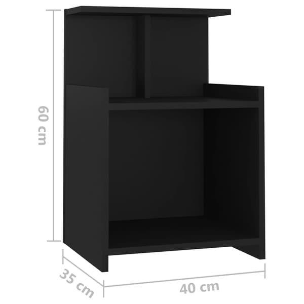 vidaXL sengebord, sort, 40x35x60 cm, træbaseret materiale