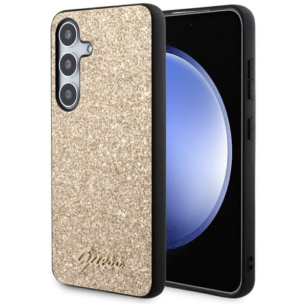 Guess Glitter Script cover til Galaxy S24, guld