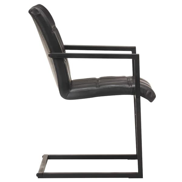 vidaXL Cantilever spisestole, sæt med 2, sort, ægte læder