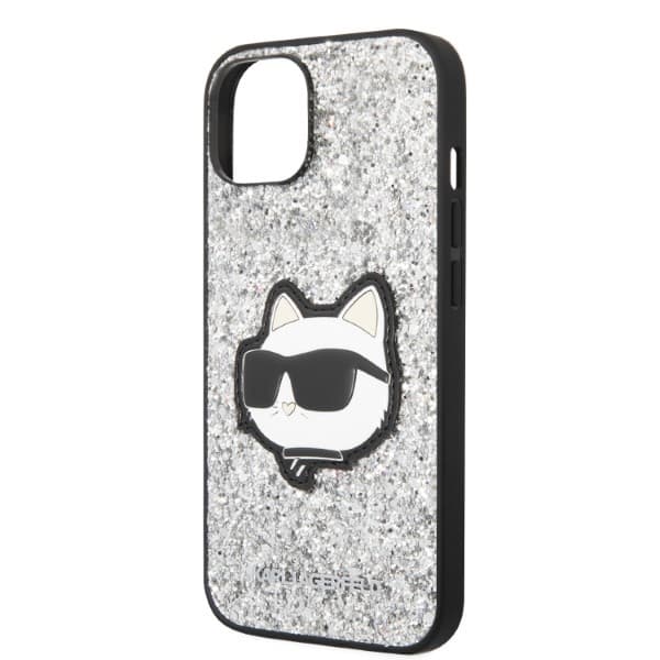 Karl Lagerfeld KLHCP14MG2CPS iPhone 14 Plus / 15 Plus 6,7" sølv/sølv hårdt cover Glitter Choupette Patch
