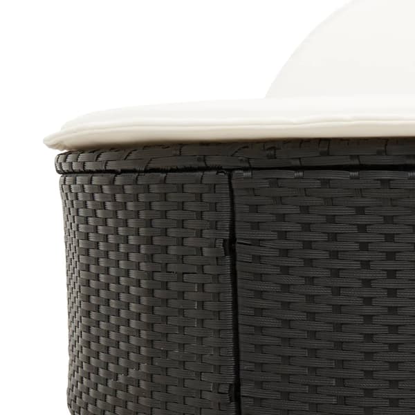 vidaXL dobbelt dagseng med hynder, sort, polyrattan