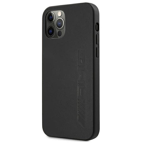 AMG Læder Varmpræget Etui til iPhone 12 Pro Max, Sort
