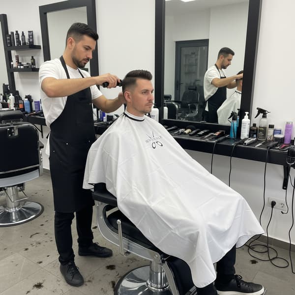 Barbermantel för en stor hårsalong