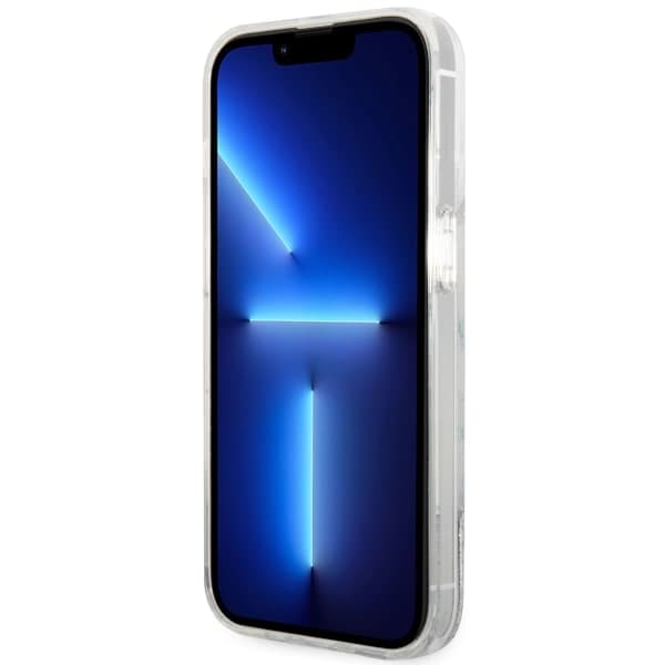 Guess Liquid Glitter Marble Cover til iPhone 14 Pro, Hvid