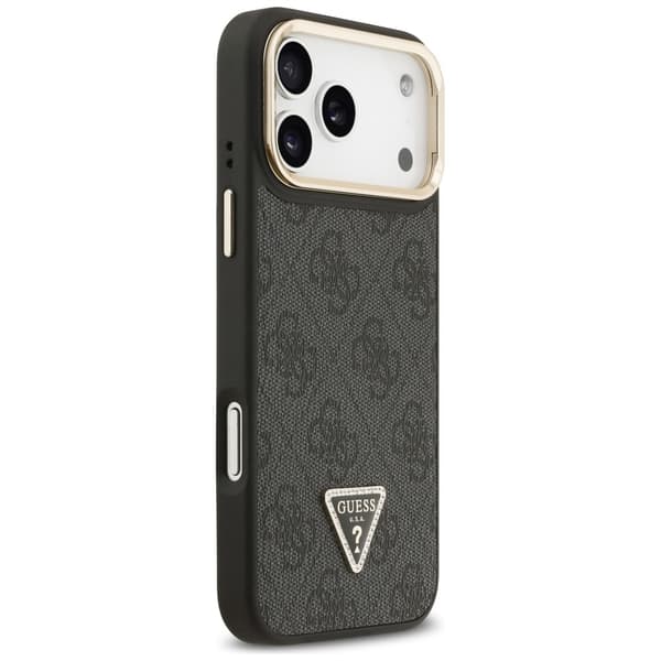 Guess 4G PU Triangle Logo & StanderKamera Magsafe-cover til iPhone 17 Pro Max Sort