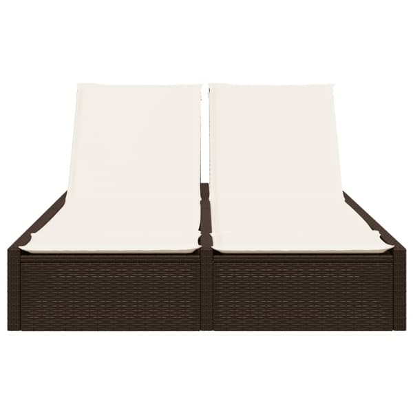 vidaXL dobbelt dagseng med hynder, brun, polyrattan