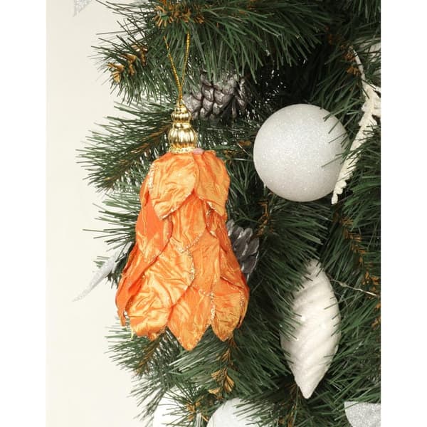 Oranssi kellomainen pallo kimalluksella, 12 cm