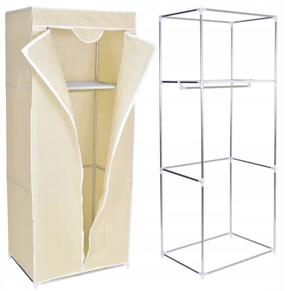 Fela tekstilgarderobe med hylde - beige