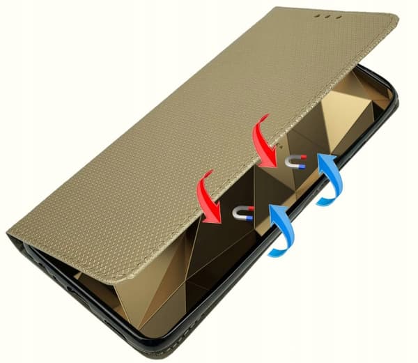 Fodral till Apple iPhone 15 Pro SMART MAGNET BOOKFODRAL STÄNGT GULD + Glas