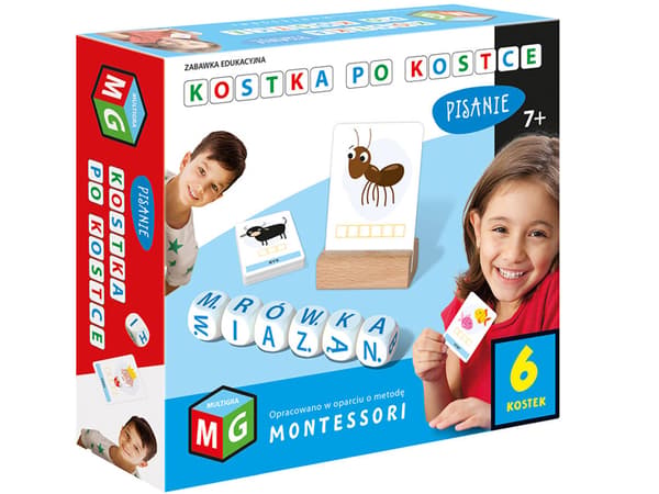 Montessori-spilkube med 6 terninger, multispil og pædagogisk legetøj