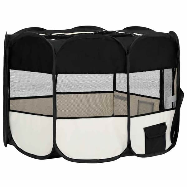 vidaXL foldbart hundebur med bærepose sort 110x110x58 cm