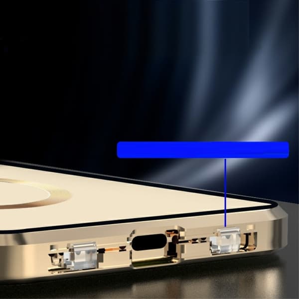 Magnetisk dobbeltglas MagSafe-cover til iPhone 15 Plus, guld