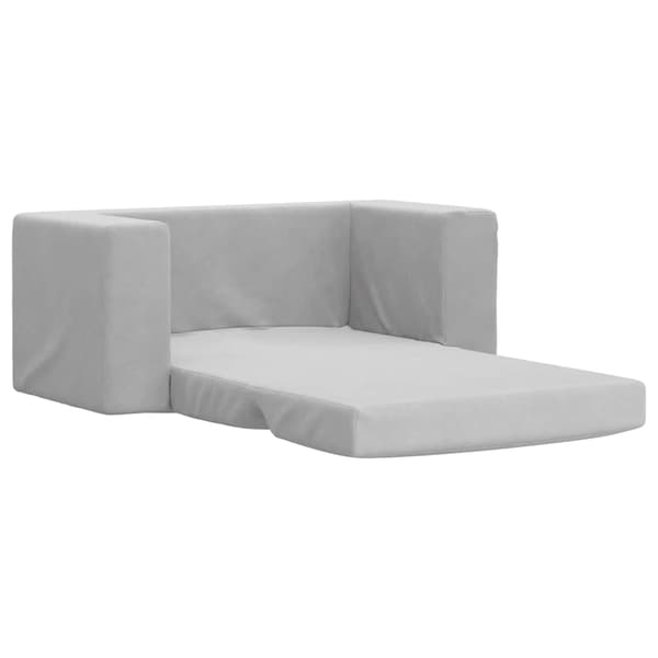 vidaXL 2-sits bäddsoffa för barn, ljusgrå, mjuk plysch