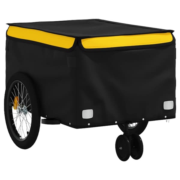 vidaXL cykelanhænger, sort og gul, 30 kg, jern