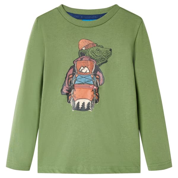 Barn långärmad t-shirt, khaki, 116