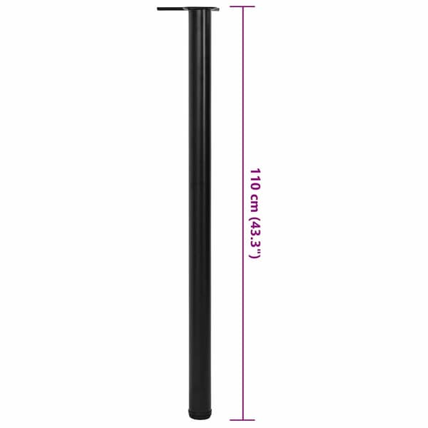 4 højdejusterbare bordben, sorte, 1100 mm