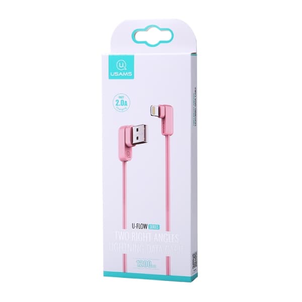 USAMS U-flow Lightning-kabel, 1,2 m, 2A, rosa