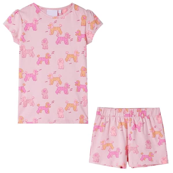 Barnpyjamas med kort ärm, ljusrosa, 116