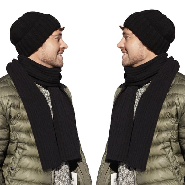 Svart herrset - BEN mössa och halsduk, 80 % ull / 20 % polyamid