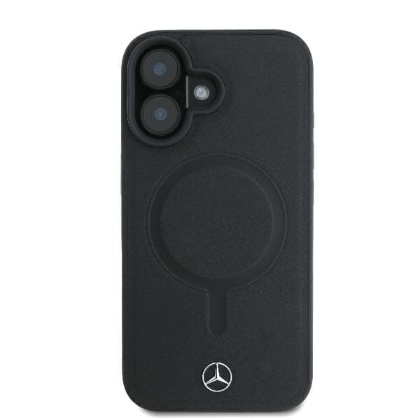 Mercedes Smooth Læder MagSafe-etui til iPhone 16 Plus, Sort