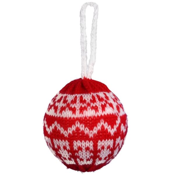 Juldekoration ullhænge rød kugle 8 cm