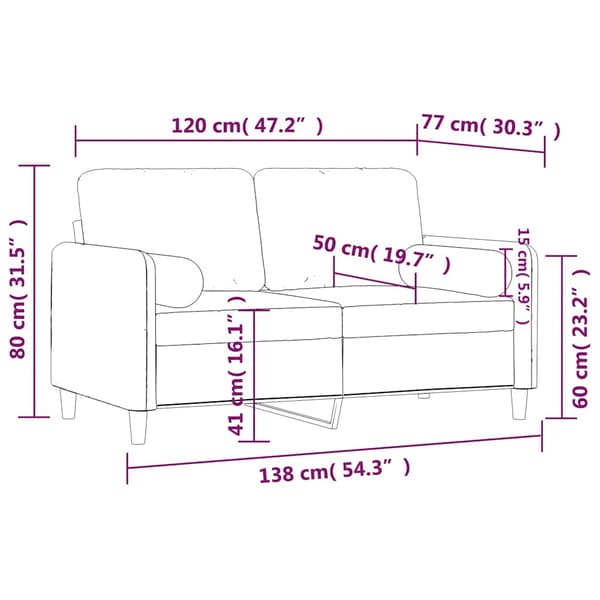 vidaXL 2-sitssoffa med kuddar, svart, 120 cm, sammet