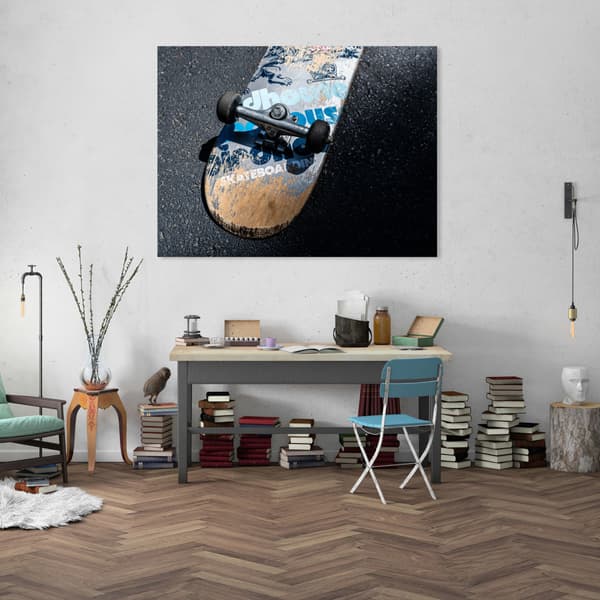 Lærredstryk Ungdomsskateboard 80x40 cm