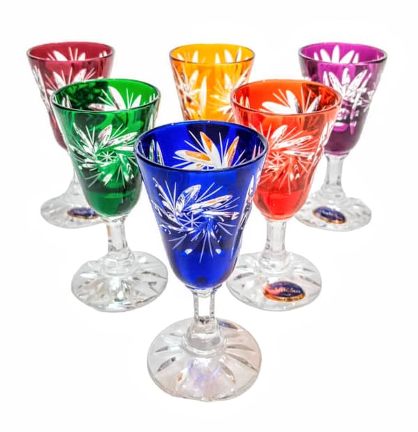Färgglada kristallglas för vodka 30 ml Olive Grinder