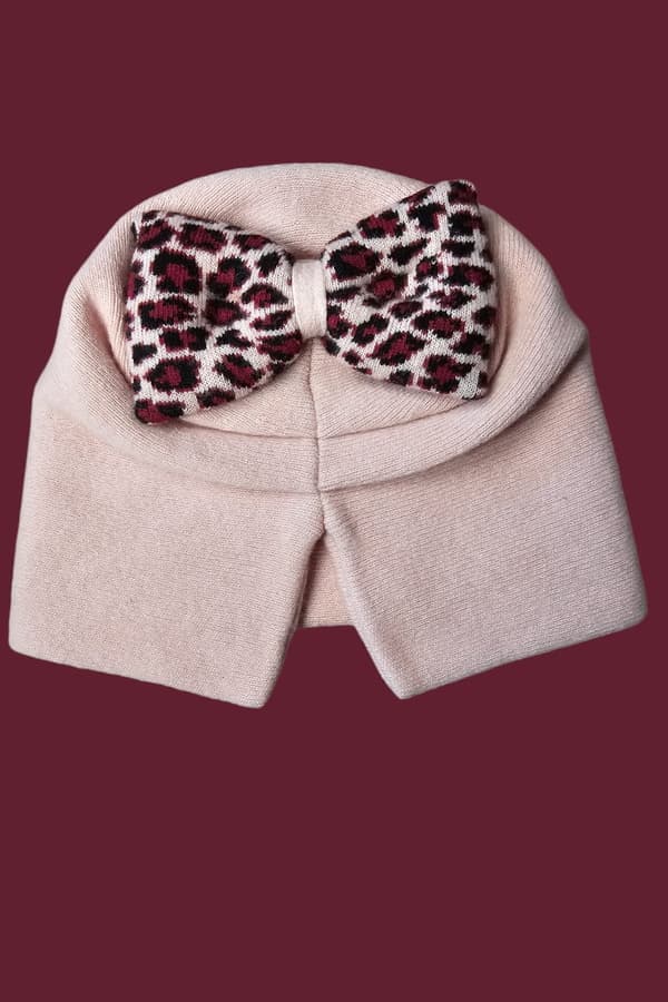 Vintermössa i ull med leopardrosé, rosa Kamea-Kiku