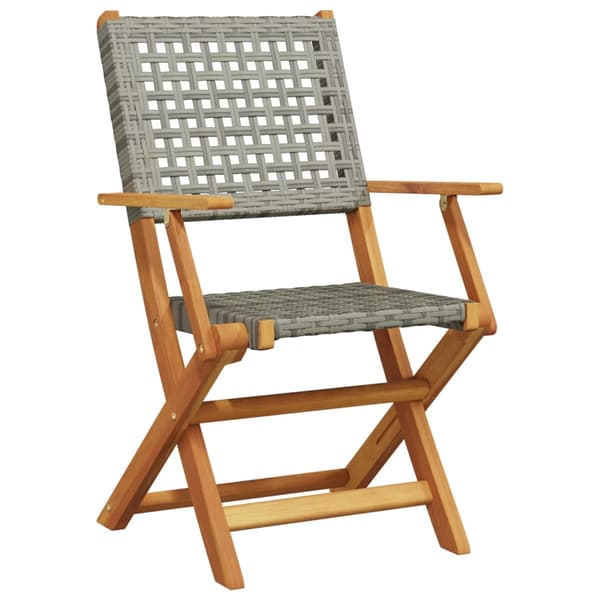 vidaXL foldbare havestole, sæt med 4, grå polyrattan og træ
