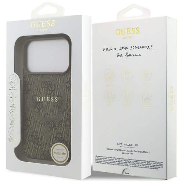 Guess 4G Ring Classic Logo MagSafe-etui til iPhone 17 Pro, brunt