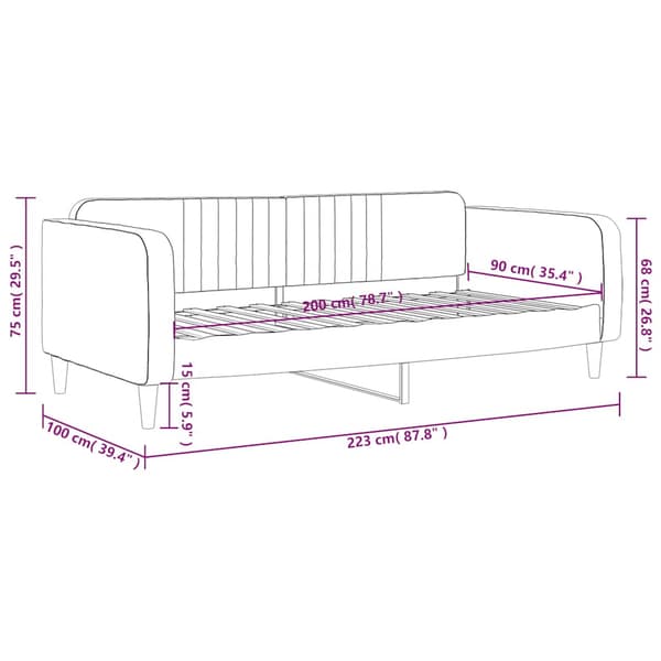 vidaXL Bäddsoffa blå 90x200 cm klädd i sammet