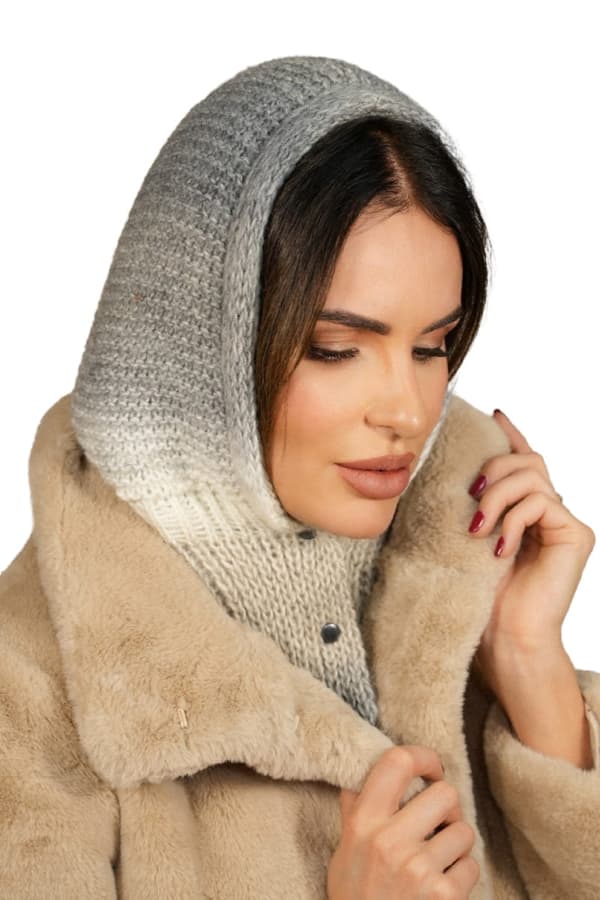 Balaklava Hætte med Trykknapper, Beige Kamea-Virginia