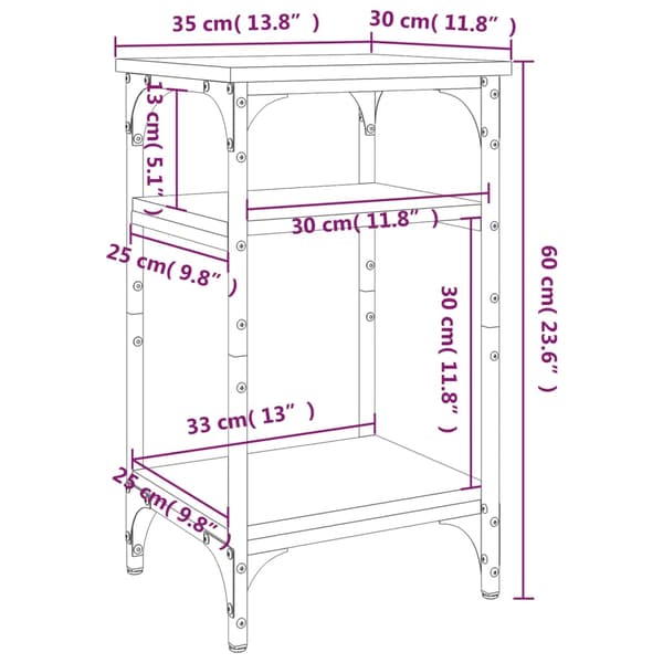 vidaXL sidebord brunt egetræ 35x30x60 cm