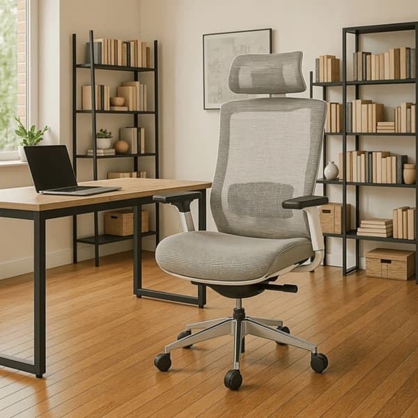 SKY Ergonomisk Drejelig Kontorstol, Beige, Moderne