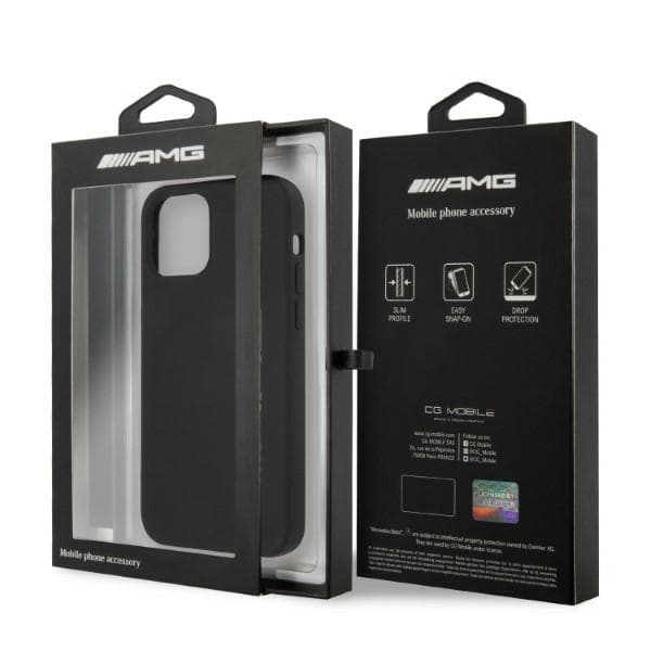 AMG AMHCP12LSGLBGN iPhone 12 Pro Max 6,7" sort/sort hårdt cover silikone stort logo