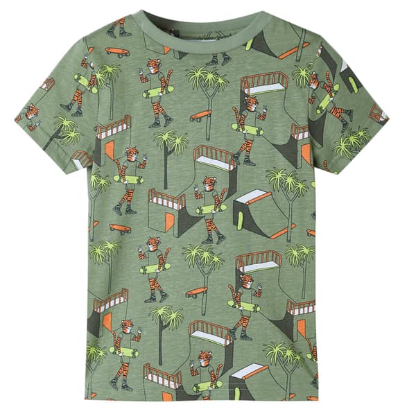 Barnpyjamas med kort ärm, khaki, 116