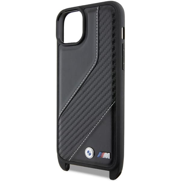 BMW BMHCP15S23PSCCK iPhone 15 / 14 / 13 sort/sort hårdt cover M Edition Carbon Stripe & Strap