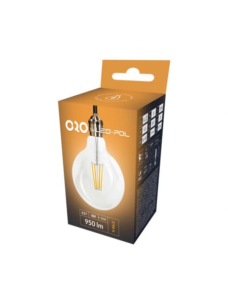 Lamppu ORO-E27-G125-FL-CLARO--8W-WW, 2700K