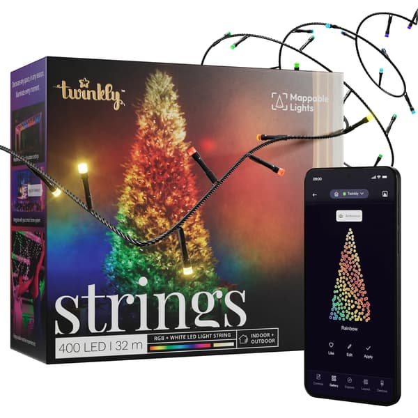 Twinkly Strings 400 LED RGBW sort kabel EU-stik