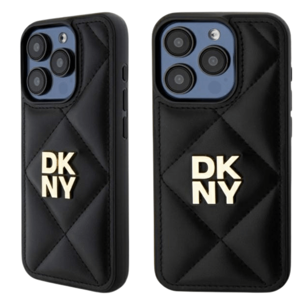 DKNY Quilted Stack Logo-skal till iPhone 15 Pro Max, Svart