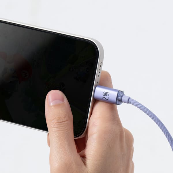 Kabel til hurtig opladning og dataoverførsel USB iPhone Lightning 2.4A 2m lilla