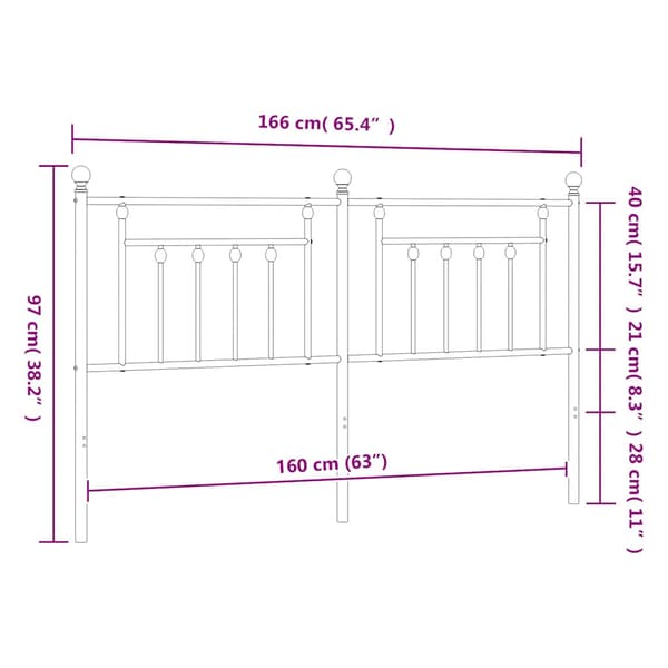 vidaXL metalsengegavl sort 160 cm