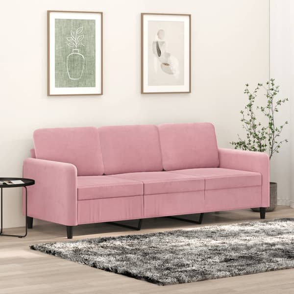 vidaXL 3-sitssoffa rosa 180 cm klädd i sammet