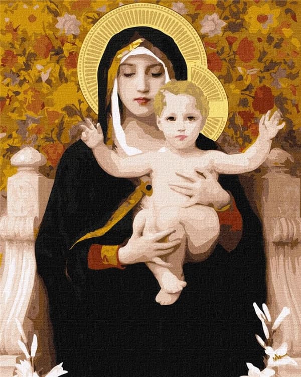 Maleri efter tal - Madonna med liljer 40x50cm