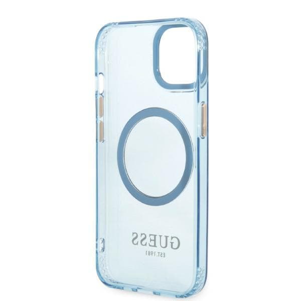 Guess Gold Outline Translucent MagSafe-etui til iPhone 13, blå