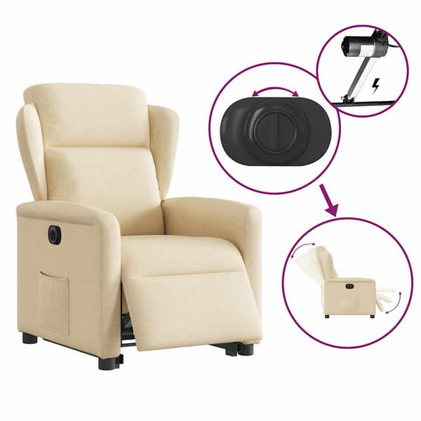 vidaXL Lyftbar massagefåtölj, elektrisk, vilstol, krämfärgad
