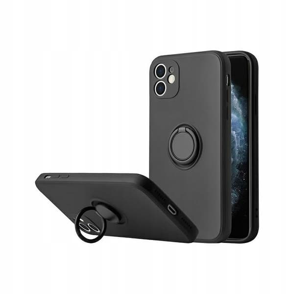 Etui til IPHONE 13 PRO Silikonering Sort Bagside + Glas