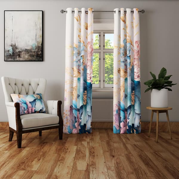 Gardin med snørehuller print 143