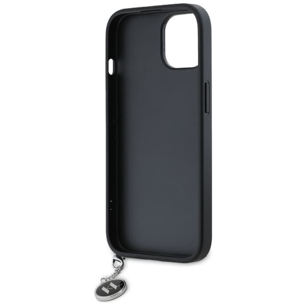 Karl Lagerfeld Saffiano Rhinsten & Charm Etui til iPhone 15, Sort